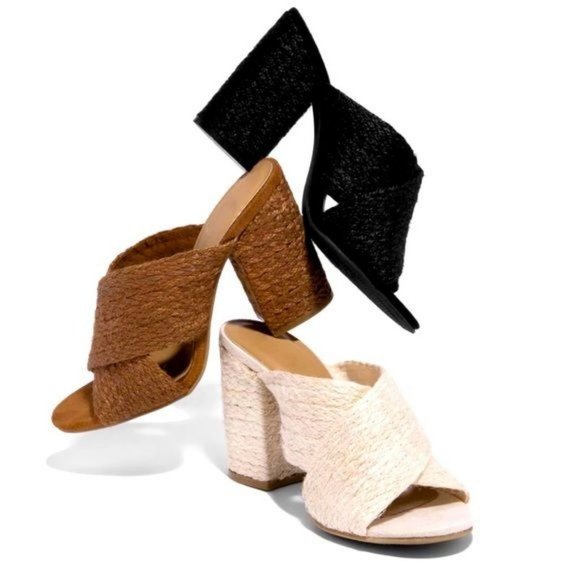 !! NEW !! Espadrille Block Heel Mules in Cream - Picture 8 of 9